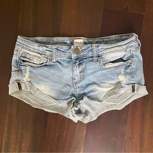 Sneak Peek Blue Distressed Jean Micro-Shorts Frayed Hem